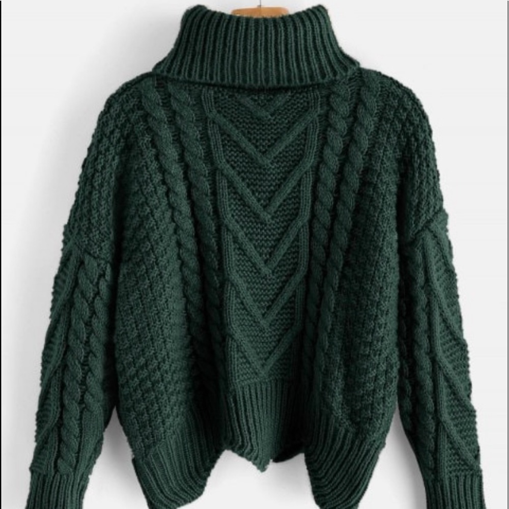 Green turtleneck sweater